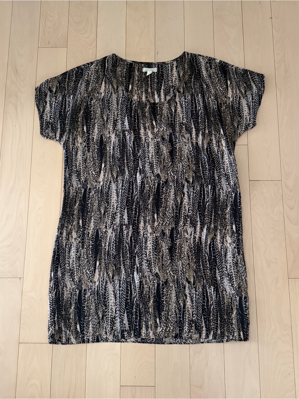 Silence + Noise Black and Brown Scoop Neck Mini Dress
